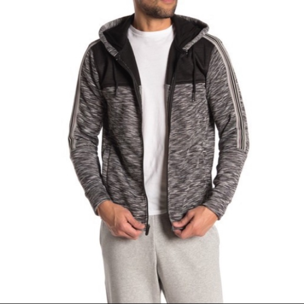 Burnside Men’s Heather Grey Full Zip Knit Hoodie
